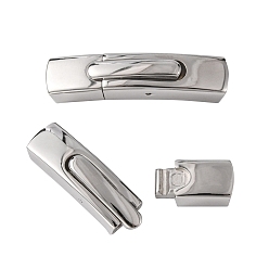 Stainless Steel Color 304 Stainless Steel Bayonet Clasps, Rectangle, Stainless Steel Color, 35.7x8.2x6mm, Hole: 6x4mm