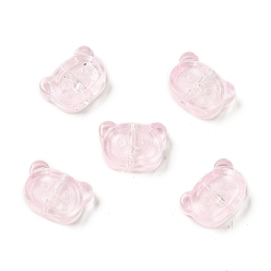 Pink Spray Painted Transparent Glass Beads, Bear, Pink, 10x14.5x5mm, Hole: 1.2mm