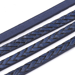 Морской Синий Плетеные плоские шнуры из искусственной кожи, Marine Blue, 5x2 мм, около 1.31 ярдов (1.2 м) / прядь