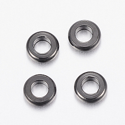 Electrophoresis Black 304 Stainless Steel Beads, Flat Round, Electrophoresis Black, 4x1mm, Hole: 2mm