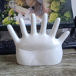 White 6 Fingers Hand Shaped Resin Ring Display Stands, Jewelry Storage for Rings Storage, White, 14.5x16x19cm