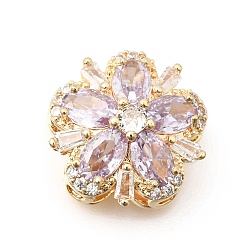 Золотой Цветок латунные микро проложить четкие кубического циркония бусы, стойки покрытие, долговечный, без свинца и без кадмия, золотые, 17x16x9 мм, отверстие : 1.8 мм