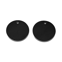Electrophoresis Black 304 Stainless Steel Charms, Polished, Stamping Blank Tag, Laser Cut, Flat Round, Electrophoresis Black, 9.8x1mm, Hole: 0.9mm