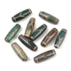 Другой Узор Тибетского стиля бусы дзи, природных бисера агат, окрашенная и подогревом, овальные, 28.5~32x10~12.5 мм, отверстие : 1.5~3 мм