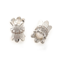 Серебро Покрытие стойки латунь микропаве прозрачные кубические циркониевые бусины, долговечный, без свинца и без кадмия, серебряные, 8x5 мм, отверстие : 2.5 мм