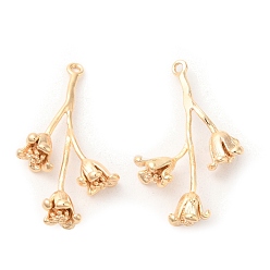 Real 18K Gold Plated Brass Pendants, Flower Charm, Real 18K Gold Plated, 25x14x6mm, Hole: 1mm