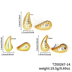 Золотой 3 пары элегантных модных пластиковых сережек, слеза, золотые, 33~24x17~13 мм