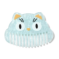 Бледно-бирюзовый Большие подвески из ацетата целлюлозы (смолы) с печатью, Очаровательная фигурка кошки, бледные бирюзовая, 44x60x2 мм