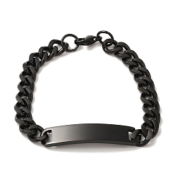 Черный Прямоугольный 304 браслет из нержавеющей стали для женщин с ионным покрытием (IP), чёрные, 8-1/2 дюйм (21.7 см)