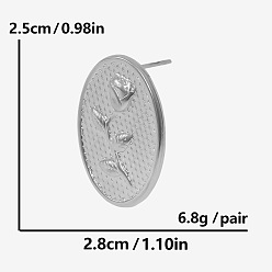 Серебро 304 серьги-гвоздики неправильной овальной формы из нержавеющей стали, серебряные, 25x28 мм