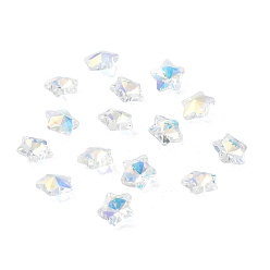Clear Glass Charms, Faceted Star, Clear, 13x13.5x7mm, Hole: 1.2mm