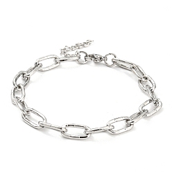 Stainless Steel Color 304 Stainless Steel Paperclip Chain Bracelets, Stainless Steel Color, 6-3/4 inch(17.1cm)