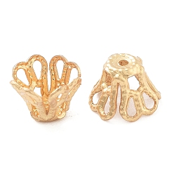 Настоящее золото 18K 316 колпачки для бусинок из хирургической нержавеющей стали, 4-лепесток, цветок, реальный 18 k позолоченный, 7x5 мм, отверстие : 0.8 мм