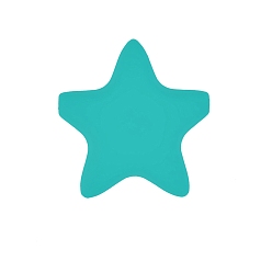 Medium Turquoise Star Silicone Beads, Chewing Beads For Teethers, DIY Nursing Necklaces Making, Medium Turquoise, 35x35mm