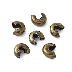 Античная Бронза Железа обжимной шарики охватывает, без кадмия и без свинца, античная бронза , Размер : диаметром около 3 мм , отверстие : 1.2~1.5 мм