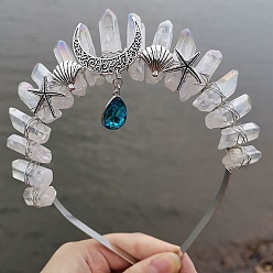 Королевский синий Резинки для волос из натурального кварца, корона сплав резинки для волос для женщин девочек, королевский синий, 350x150 мм