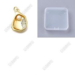Plaqué 18K Or Véritable 6Pendentifs en laiton et ABS imitation perle (pièces), breloques en forme de coquillage avec anneaux de jonction, sans plomb et sans cadmium, crémaillère plaquage, réel 18 k plaqué or, 20x13.5x5mm, Trou: 3.3mm
