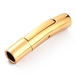 Golden Ion Plating(IP) 316 Surgical Stainless Steel Bayonet Clasps, Column, Golden, 28~30x6x6.5mm, Inner Diameter: 4mm