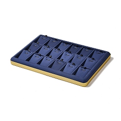 Dark Blue 18-Slot PU Leather Pendant Necklace Display Tray Stands, Jewelry Organizer Holder for Necklace Storage, Rectangle, Dark Blue, 30.5x20.5x3cm