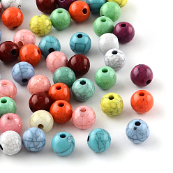 Mixed Color Imitation Turquoise Acrylic Beads, Round, Mixed Color, 8mm, Hole: 1.6~2mm, about 1840pcs/500g