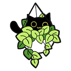 XZ7438 Cute Black Cat Cartoon Plant Pot Badge Clothing Coat Accessories Bag