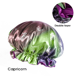 Capricorn Polyester Satin Bonnets, Sleep Bonnet Cap, Double Layer Gradient Color Shower Caps, Constellations Theme, Capricorn, 360mm