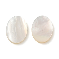 WhiteSmoke Natural White Shell Cabochons, Flat Oval, WhiteSmoke, 15.5x11.5x2mm