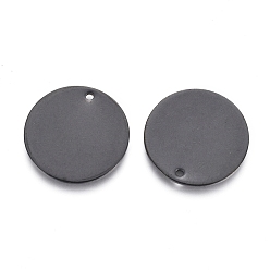 Electrophoresis Black 304 Stainless Steel Pendants, Blank Stamping Tag, Flat Round, Electrophoresis Black, 20x1mm, Hole: 1.4mm