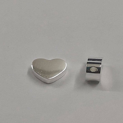 Серебро 304 бусины из нержавеющей стали, вырезанные лазером, сердце, серебряные, 6x7x3 мм, отверстие : 1.2 мм