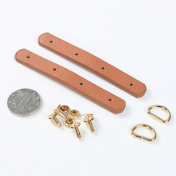 Peru Imitation Leather Buckles, with Screws and D Rings, for Purse Making Supplies, Peru, 9.5x1.2cm