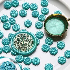 Dark Turquoise Sealing Wax Particles, for Retro Seal Stamp, Sunflower, Dark Turquoise, 70x32mm