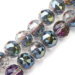 (52) Непрозрачная лаванда Прозрачные стеклянные бусины гальваническим пряди, круглые, граненые, разноцветные, 15.5~16x14 мм, отверстие : 1.8 мм, около 26 шт / нитка, 14.37 дюйм (36.5 см)