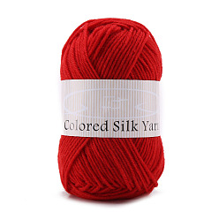 Red 4-Ply Milk Cotton Polyester Yarn for Tufting Gun Rugs, Amigurumi Yarn, Crochet Yarn, for Sweater Hat Socks Baby Blankets, Red, 2mm, about 92.96 Yards(85m)/Skein