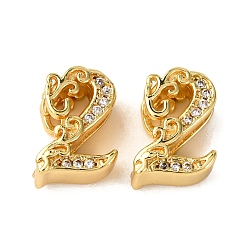 Золотой Латунные микро проложить кубического циркония бусы, число, без кадмия и без свинца, золотые, 11x8.5x6 мм, отверстие : 6 мм