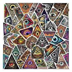 Mixed Color 50Pcs Religion PVC Self Adhesive Cartoon Stickers, Waterproof Eye of Providence Decals for Laptop, Bottle, Luggage Decor, Mixed Color, 53~61.5x41.5~61x0.2mm