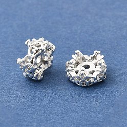 Серебро Латунные микропаве прозрачные кубики из циркония, стойки покрытие, долговечный, без свинца и без кадмия, корона, серебряные, 7.5x4 мм, отверстие : 1.2 мм