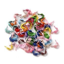 Mixed Color Spray Painted Iron Bead Tips, Calotte Ends, Clamshell Knot Cover, Mixed Color, 4x8x1.5mm, Hole: 1.2mm