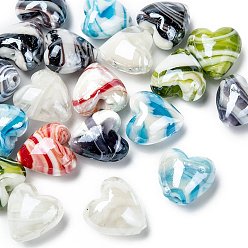 Mixed Color Handmade Lampwork Beads, Pearlized, Mixed Color, 20x20x13mm