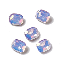 Cyclamen Opal Light AB Style K9 Glass Rhinestone Cabochons, Pointed Back & Back Plated, Octagon Rectangle, Cyclamen Opal, 10x8x4mm