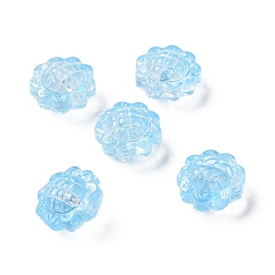 Deep Sky Blue Transparent Spray Painted Glass Beads, Sunflower, Deep Sky Blue, 15x10mm, Hole: 1.2mm