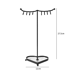 Black Acrylic Tray & Iron Necklace Display Stands, Necklace Storage, Heart, Black, 12x27.5cm