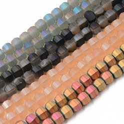 Mixed Color Frosted Plated Glass Beads Strands, Faceted Round, Mixed Color, 8x6mm, Hole: 1.4mm, about 80pcs/strand, 19.69 inch(50cm)
