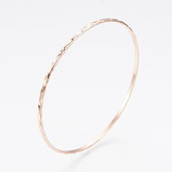 Rose Gold 304L Stainless Steel Buddhist Bangles, Ripple, Rose Gold, 2-5/8 inch(6.8cm), 2.5mm