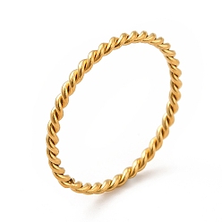 Golden 304 Stainless Steel Twist Rope Finger Ring for Women, Golden, US Size 7 1/4(17.5mm)
