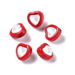 Clear Spray Painted Alloy Bead, with Glass, Heart, Clear, 11.5x11.5x11mm, Hole: 1.2mm
