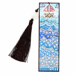 Others DIY Diamond Painting Kits For Bookmark Making, including Tassel, Resin Rhinestones, Diamond Sticky Pen, Tray Plate and Glue Clay, Rectangle, Ocean Themed Pattern, 200x55mm