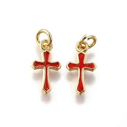 Красный Латунь эмаль прелести, с целью перехода в кольце, корсетное очарование, стойки покрытие, без кадмия и без свинца, долговечный, золотые, красные, 11.5x6x1.5 мм, отверстие : 2.6 мм