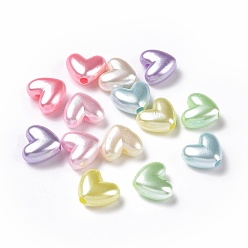 Mixed Color Imitation Pearl Acrylic Beads, Heart, Mixed Color, 9.5x11x5.5mm, Hole: 2.2mm, about 1612pcs/500g