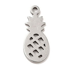 Stainless Steel Color 201 Stainless Steel Pendants, Pineapple Charms, Stainless Steel Color, 16x7x1mm, Hole: 1.2mm