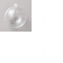 Прозрачный 10шт. прозрачные акриловые рождественские шары-подвески, круглые, прозрачные, 70x60 мм, отверстие : 3.5 мм, внутренний диаметр: 57.5 мм